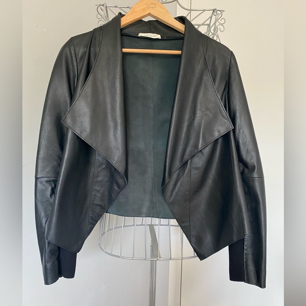 NWOT Mesop cropped black leather jacket - Picture 2 of 8